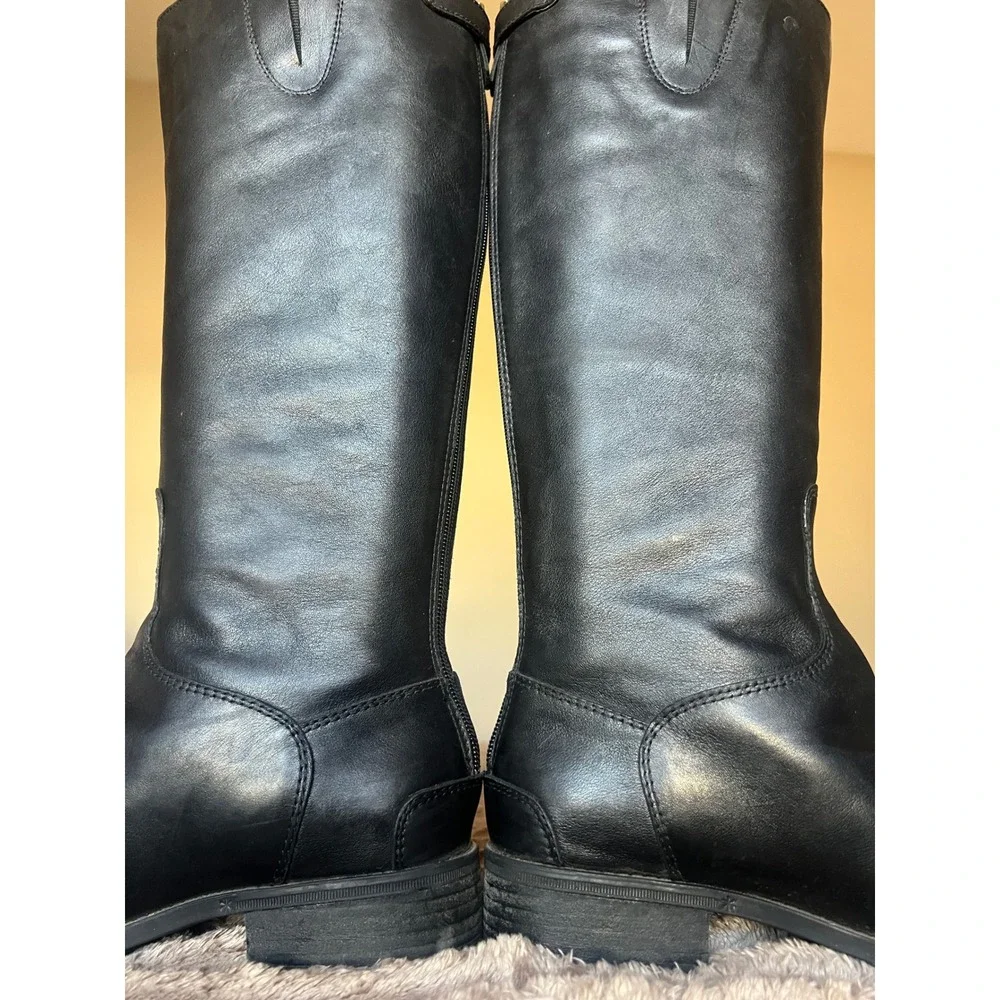 Sam Edelman Penny Riding Boots Black Leather‎ Knee High Back Zip Women 7.5M